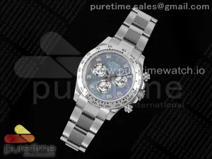 Daytona 116509 SS OMF Blue MOP Dial on SS Bracelet A7750 (Slim Movement)