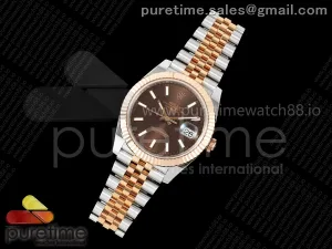 DateJust 41 126331 SS/RG RCF Brown Stick Dial on Jubilee Bracelet JH3235