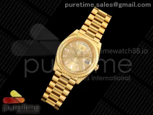 Day Date 40 YG EWEF YG Dial Crystal Markers on President Bracelet A3255 (158g)