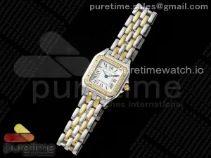 Panthère Ladies 22mm SS/YG AF White Dial Diamonds Bezel on SS/YG Bracelet Ronda Quartz