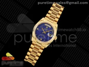 Day Date 36 YG RAF Blue Lapis Diamonds Dial Fluted Bezel on YG Bracelet A2836