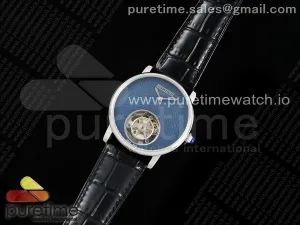 Rotonde Tourbillon SS RMSF Blue Textured Dial on Black Leather Strap