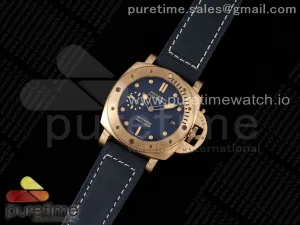 PAM1074 W Bronzo VSF Esfera azul en correa de piel de calfsín azul P.900 Clon
