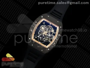RM055 NTPT MLF RG Inner Bezel on Black Rubber Strap RMUL2 V2 (Brushed Ribs)