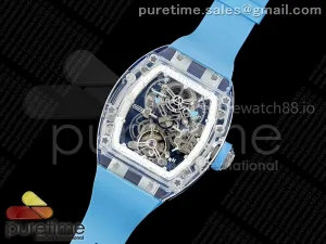 RM56-02 Transparent Tourbillon RMF Skeleton Dial Blue Hands on Blue Rubber Strap