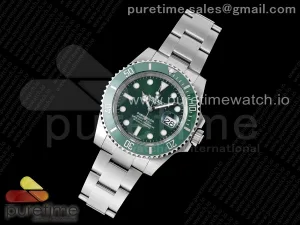 Submariner 40mm 116610 LV Cerámica verde 904L acero AR+F VR3135