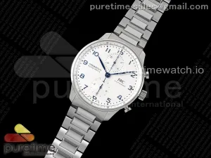 Portuguese Chrono IW3716 SS AZF White Dial Blue Markers on SS Bracelet A69355