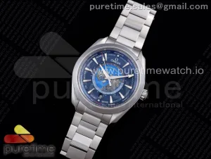 Aqua Terra Worldtimer VSF Blaues Zifferblatt auf dem SS-Armband A8938