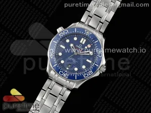 Seamaster Diver 300M SS Blue Ceramic Bezel JVSF Blue Dial on SS Bracelet A2824