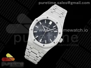 Royal Oak 41mm 15500 Gefrorenes SS APSF Blaues Texturiertes Zifferblatt auf SS-Armband SA4302