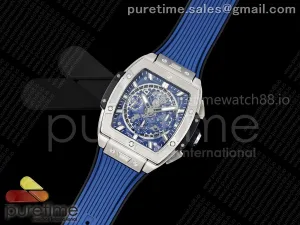 Spirit of Big Bang Titanium BBF Skeleton Dial on Blue Rubber Strap A7750