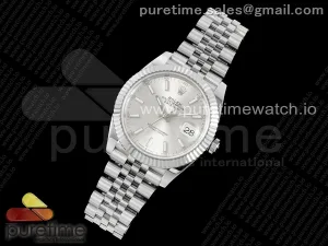 DateJust 41 126334 NTF 904L Stahl Silber Stick Zifferblatt auf Jubiläum Armband VR3235