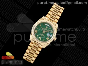 Day Date 40 YG TMF Green Roman Dial on President Bracelet VR3255