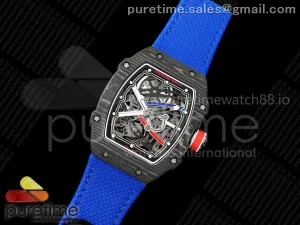 RICH Maker's RM67-02 Black NTPT France Blue/Red/White Skeleton Dial CRMA7