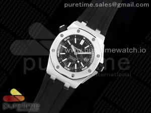 Royal Oak Offshore Diver 15710 ZF Cadran noir sur la sangle en caoutchouc noir SA3120 V2