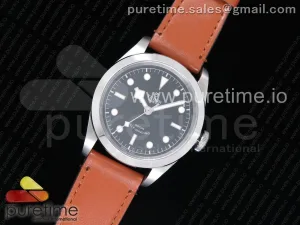 Black Bay 41 LF Schwarzes Zifferblatt auf braunem Lederarmband