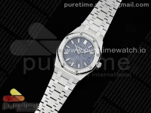 Royal Oak 77351 Ladies SS NTF Blaue Zifferblatt Diamanten Lünette auf SS Armband A5800