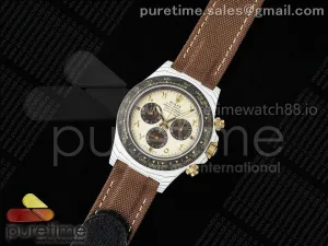 Daytona DIW White Carbon DIWF Cream/Brown Dial on Brown Nylon Strap SH4130