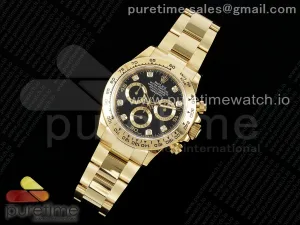 Daytona 116508 QF Schwarze Diamanten Zifferblatt auf YG Armband SH4130 V3 (Gain Gewicht)