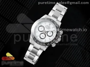 Daytona 116500 Clean Factory 904L SS Gehäuse und Armband Weißes Zifferblatt SH4130