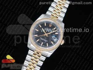 DateJust 41 SS/YG 116233 ARF 904L Stahl schwarzes Zifferblatt Stick Marker auf Jubilee Armband SH3135 V2