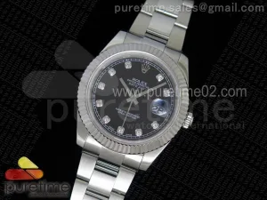 DateJust II SS Fluted Bezel Schwarz
