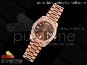 Day Date 40 RG TMF Brown Diamonds Dial on President Bracelet VR3255