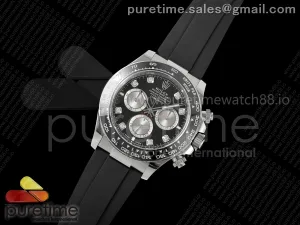 Daytona 126519 Clean Black/Silver Diamonds Dial on Oysterflex Strap SH4131