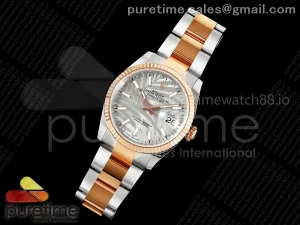 DateJust 36 126231 EWEF Silver Leaves Stick Dial on SS/RG Oyster Bracelet A3235