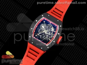 RM055 Black Ceramic MLF Red Bezel Red Crown on Rubber Strap RMUL2