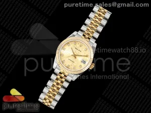 DateJust 31 278273 SS/YG GMF 904L Steel YG Textured Diamonds Dial on Jubilee Bracelet A2824