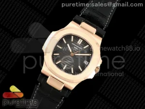 Nautilus 5711 RG DDF Quadrante grigio su cinturino in pelle nera DD324 (peso)