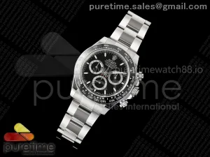 Daytona 126500 WF Black Dial on SS Bracelet JH4131 Free Sprung (164g)