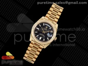 Day Date 40 YG TMF Black Diamonds Dial on President Bracelet VR3255