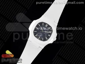 AET Nautilus 5711 White Ceramic AMGF Blue Dial on White Rubber Strap MIYOTA 9015