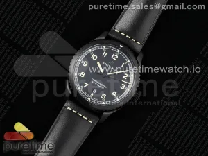 Navitimer 8 Automatik 41mm PVD TF Schwarzes Zifferblatt auf schwarzem Lederarmband A2824