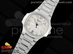 Nautilus 7118 Ladies SS MSF Silver Dial Diamonds Bezel on SS Bracelet 324CS