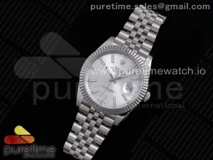 DateJust 41 126334 VRF 904L Stahl Silber Zifferblatt Stick Marker auf SS Jubiläumsarmband A3235