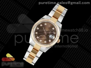 DateJust 41 126331 EWEF Brown Diamonds Dial on SS/RG Oyster Bracelet A3235