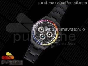 Rolex Daytona Rainbow Schwarzes 'MAD' PVD TWF auf PVD Armband A7750