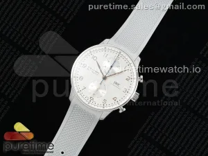 Portuguese Chrono IW3716 Z+F White Dial on Gray Rubber Strap A69355