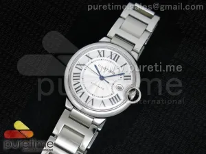 Ballon Bleu 42mm SS Cadran texturé blanc sur Bracelet SS ETA2892