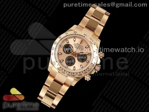Daytona 116505 RG OMF RG/Schwarzes Zifferblatt auf RG Armband A7750 (Slim Bewegung)