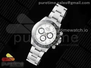 Daytona 116500 JDF 904L Esfera blanca de acero en la pulsera SS A7750