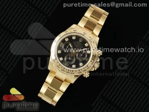 Daytona 116508 YG OMF Schwarze Diamanten Zifferblatt auf YG Armband A7750 (Slim Bewegung)