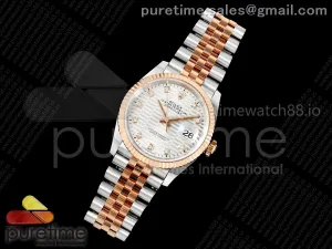 DateJust 36 126231 EWEF Silver Textured Diamonds Dial on SS/RG Jubilee Bracelet A3235
