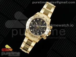 Daytona 116508 QF Schwarzes Zifferblatt auf YG Armband SH4130 V3 (Gain Gewicht)