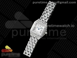 Panthère Ladies 22mm SS AF White Dial Diamonds Bezel on SS Bracelet Ronda Quartz