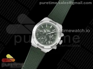 Overseas 5500V Chrono SS 8F Green Dial on Green Rubber Strap A5200