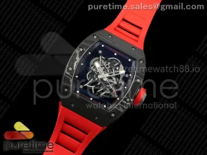 RM055 NTPT APSF Black Bezel Red Crown on Rubber Strap RMUL2